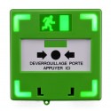 Déclencheur manuel vert 3 contacts inverseurs avec leds & buzzer 12/24/48V DC